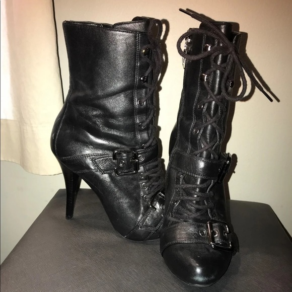 Guess Lace Up Buckle Combat Boots - Picture 5 of 8